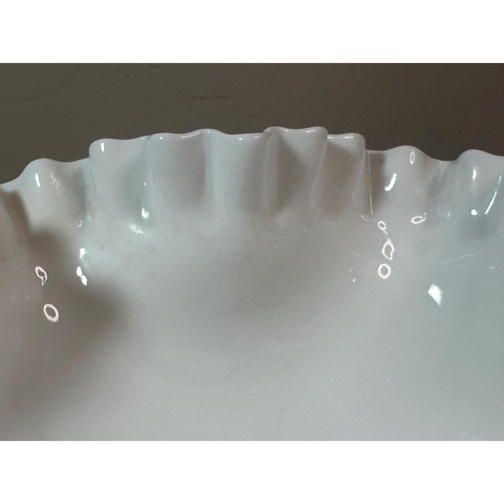 Vintage Large Fenton Hobnail Milk Glass Bowl with Ruffled Edge - Picture 7 of 7